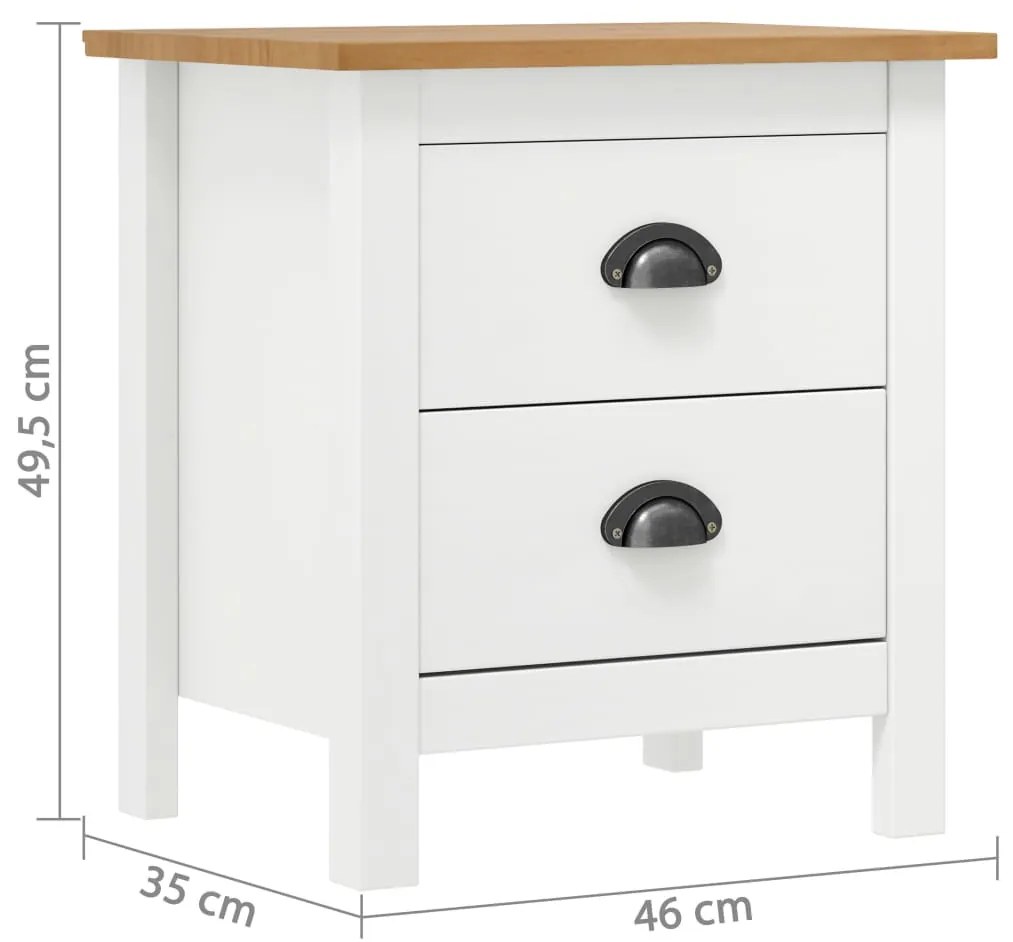 Mesas cabeceira Hill 2 pcs 46x35x49,5cm pinho branco