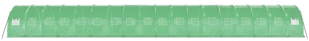 Estufa com estrutura de aço 54 m² 18x3x2 m verde