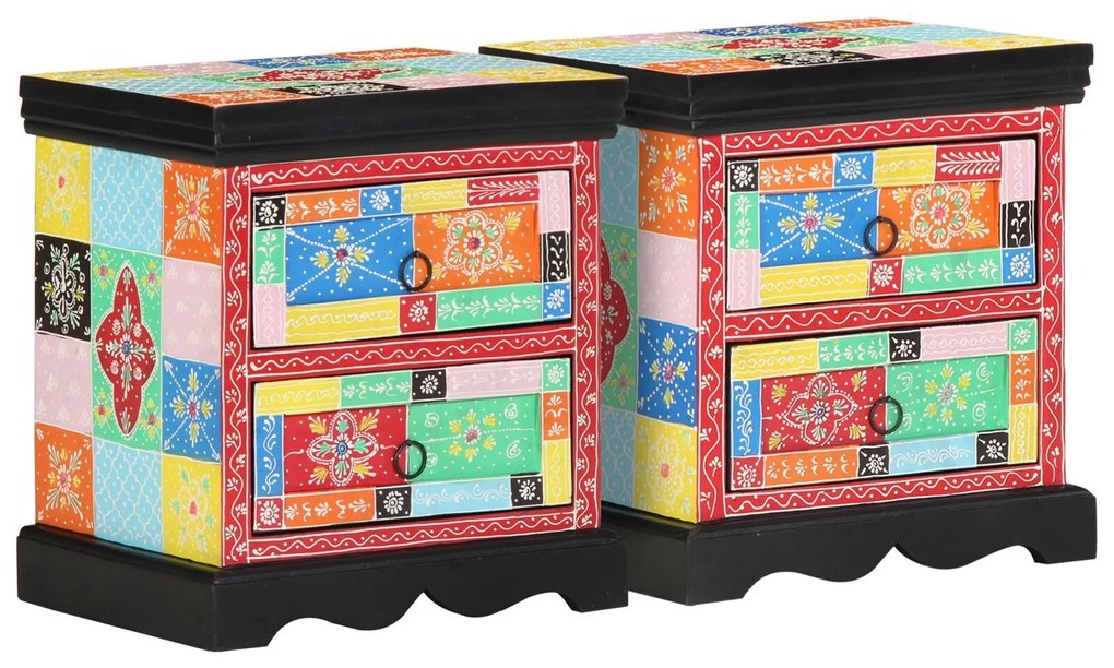 Criado-Mudo 2 pcs Multicolorido 40x35x45 cm Madeira de Engenharia