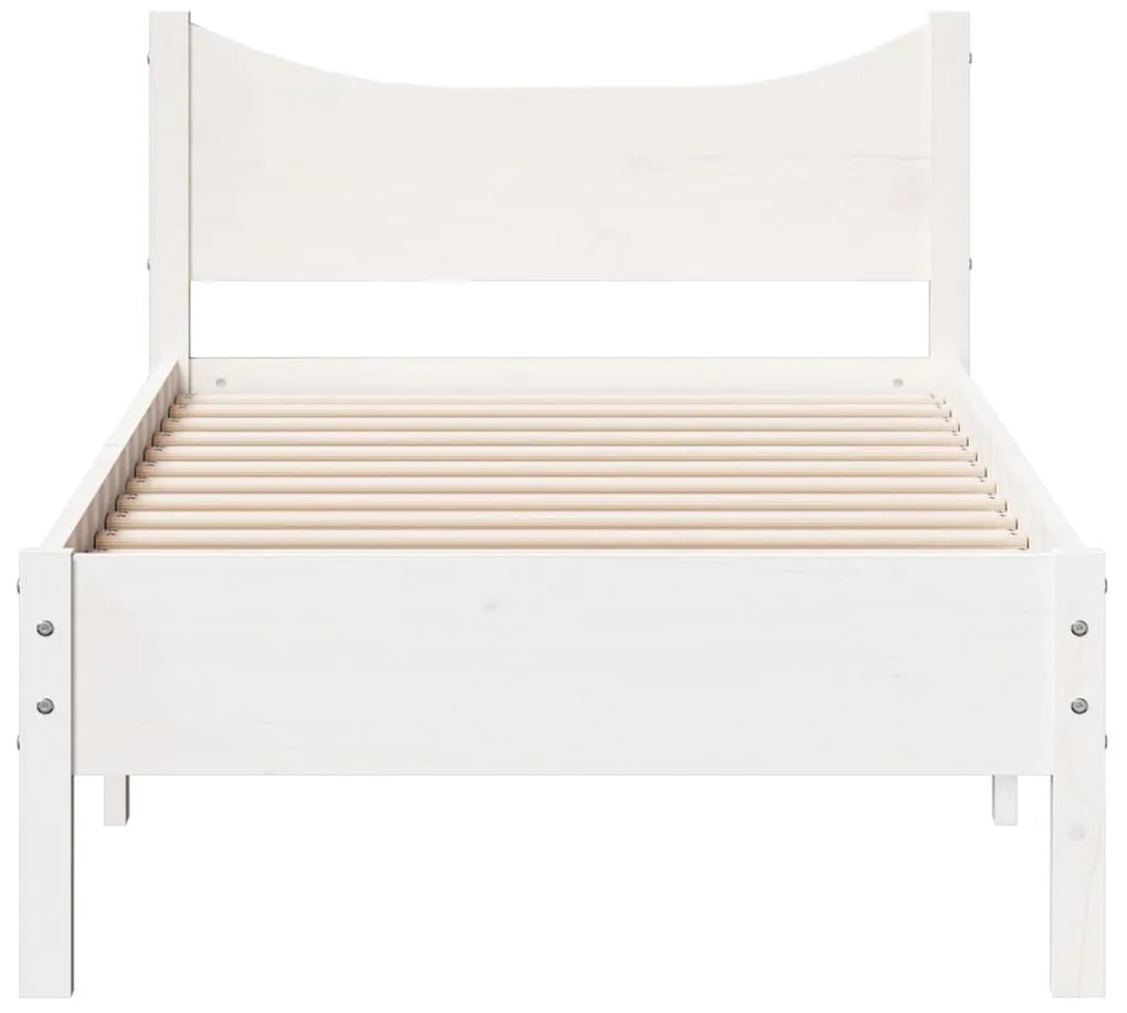 Cama sem colchão 100x200 cm madeira de pinho maciça branco