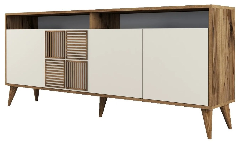 Conjunto de Mobiliário de Sala Milan500 – Walnut Cream – Cômoda 180x78