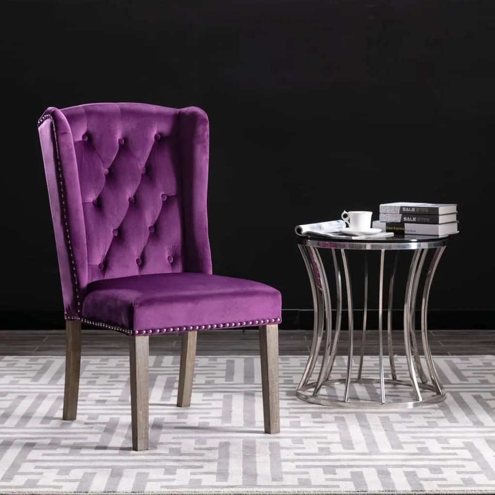 vidaXL Cadeira de jantar veludo roxo