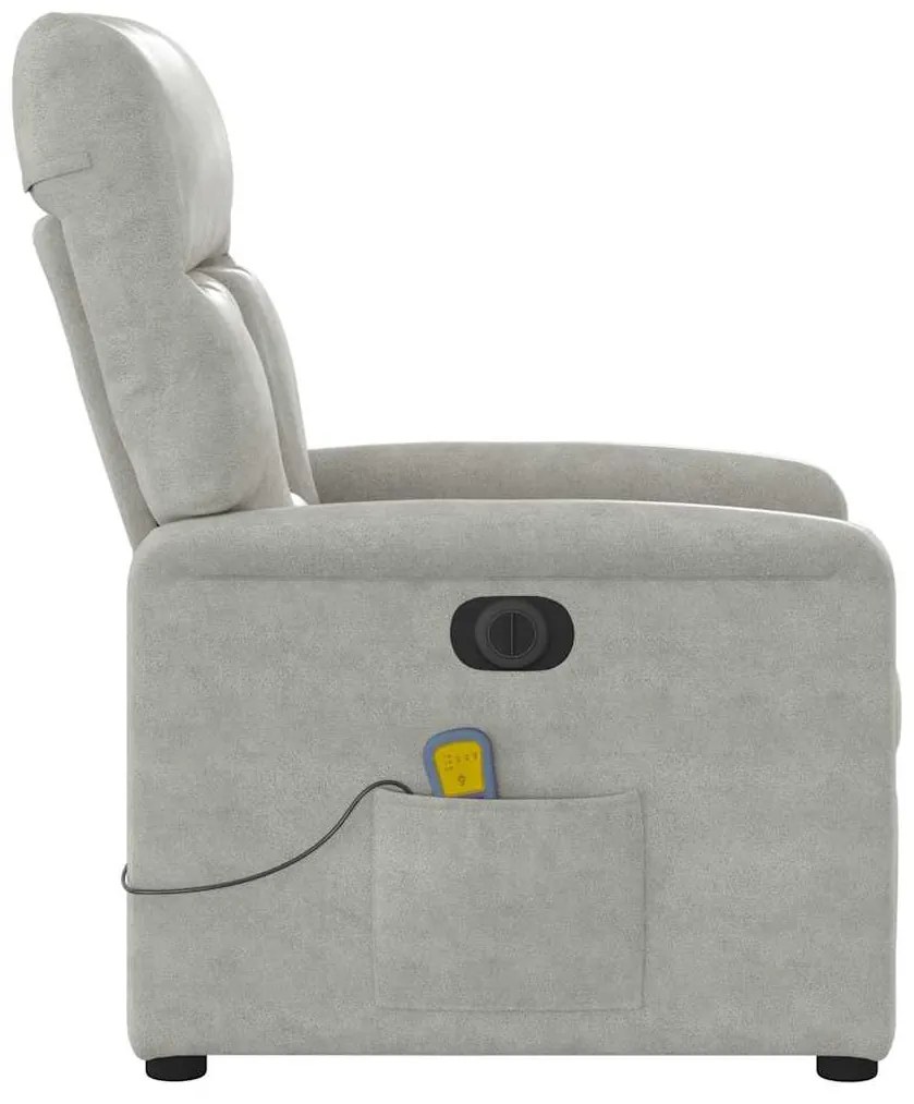 Poltrona massagens reclinável elétrica microfibra cinza-claro