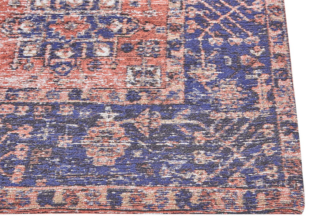 Tapete em algodão vermelho e azul 140 x 200 cm KURIN Beliani