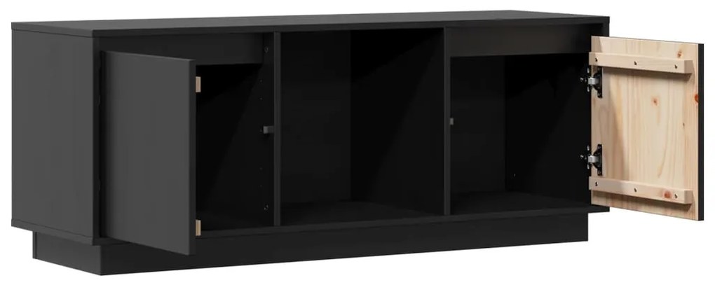 Móvel de TV 110,5x35x44 cm madeira de pinho maciça preto