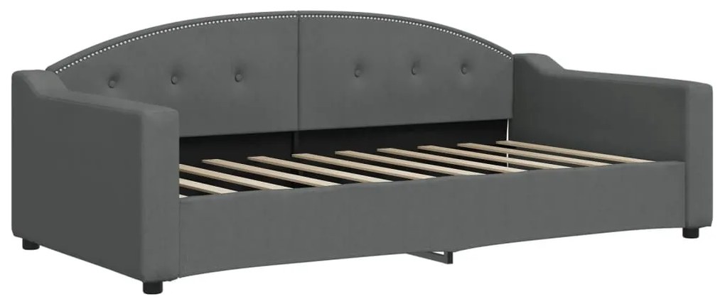 Sofá-cama com colchão 90x190 cm tecido cinzento-escuro