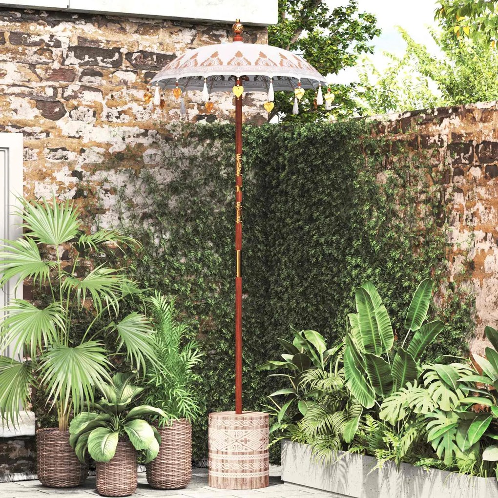 vidaXL Parasol Balinês com Base Creme 95 x 95 x 260 cm