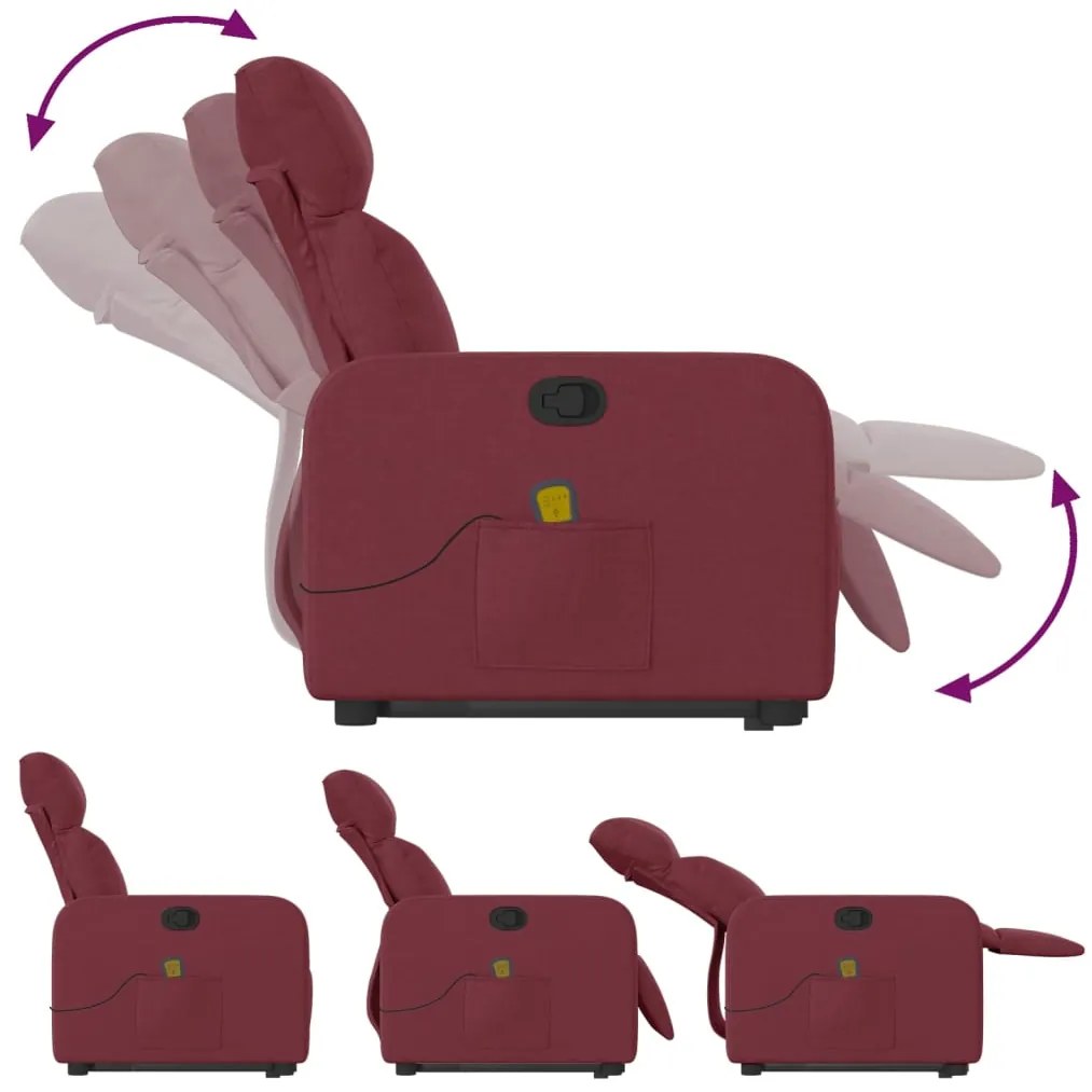Poltrona de massagens reclin. elevatória tecido vermelho tinto