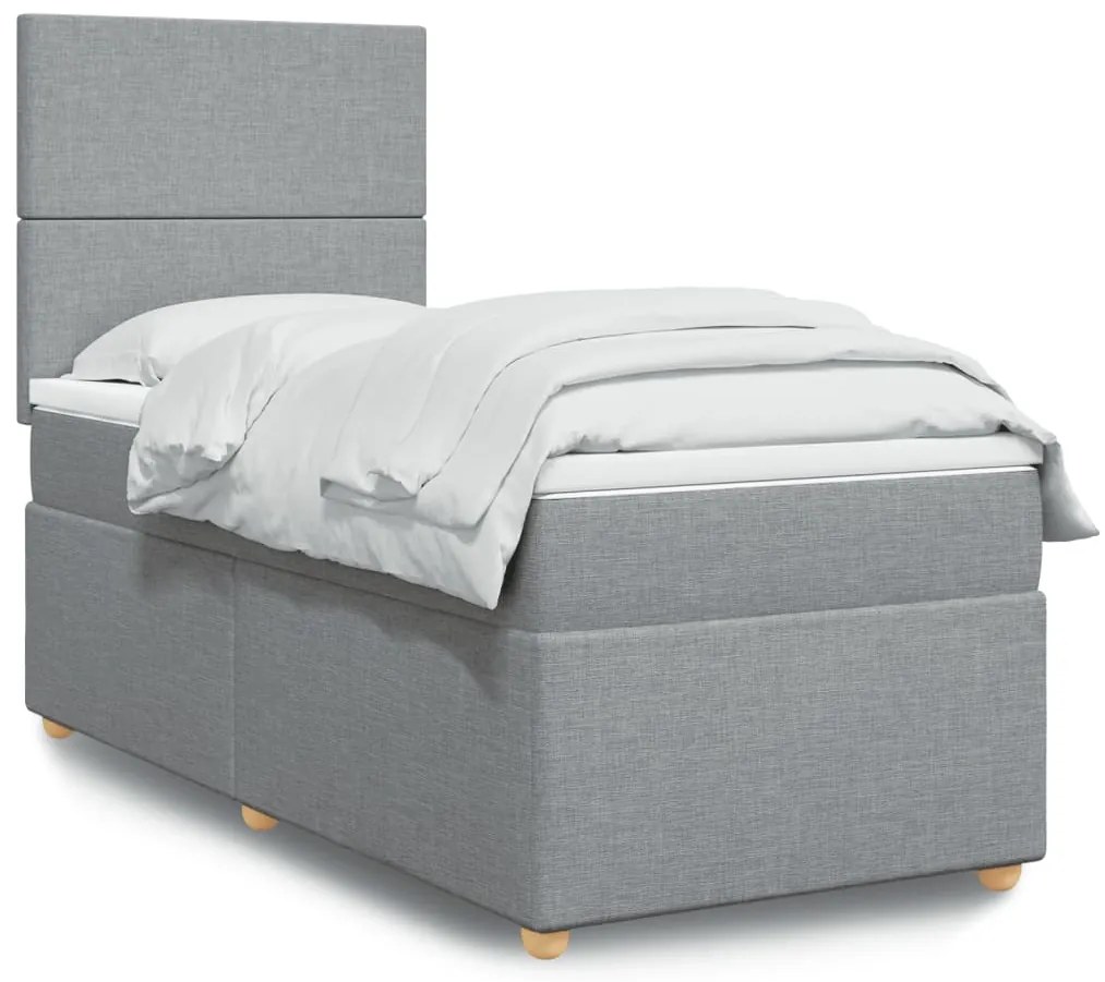 Cama com molas/colchão 100x200 cm tecido cinzento-claro