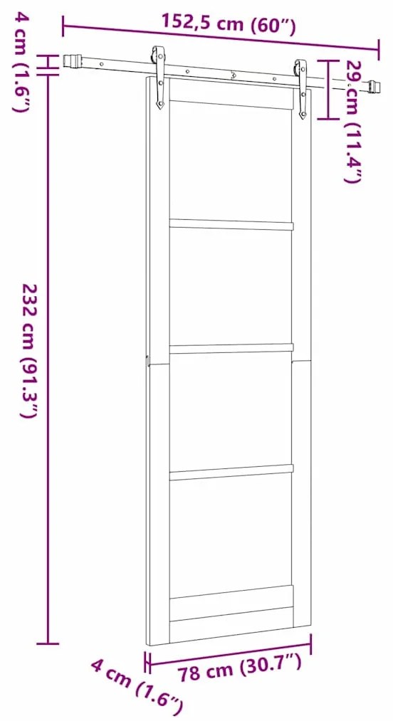 Porta Deslizante vidaXL com Conjunto de Ferragens "ORKDAL" Branca 78x2