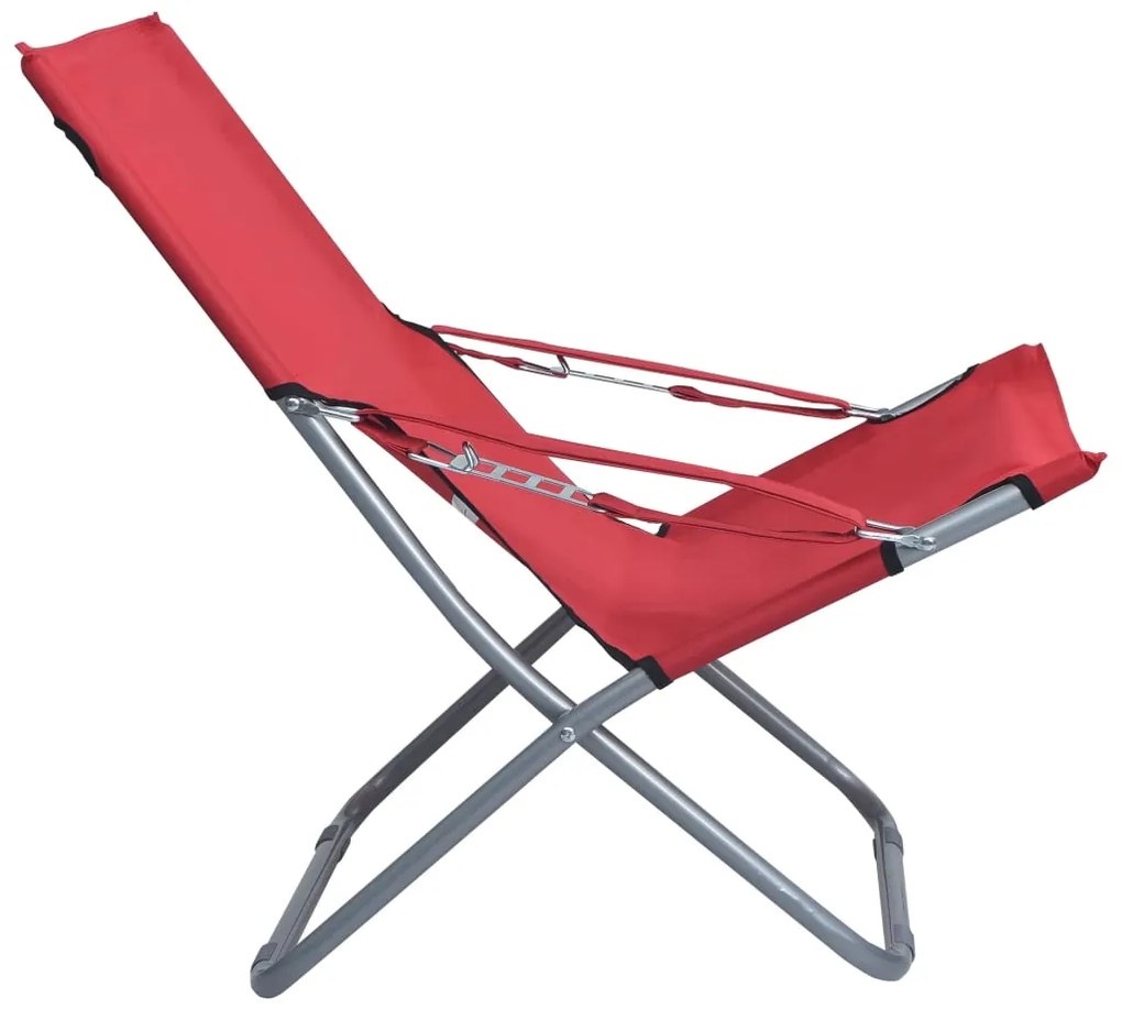 Cadeiras de praia dobráveis 2 pcs tecido vermelho