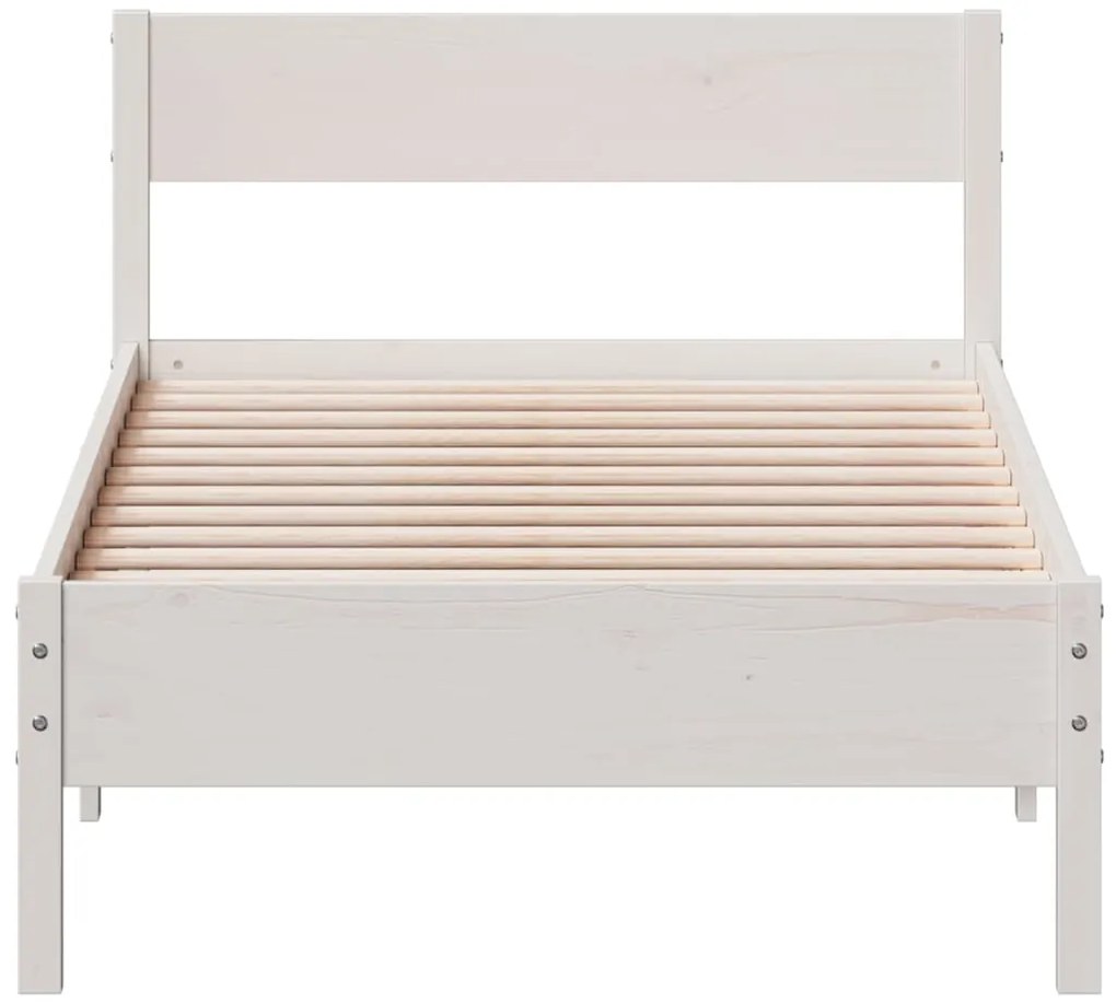 Cama sem colchão 90x190 cm madeira de pinho maciça branco