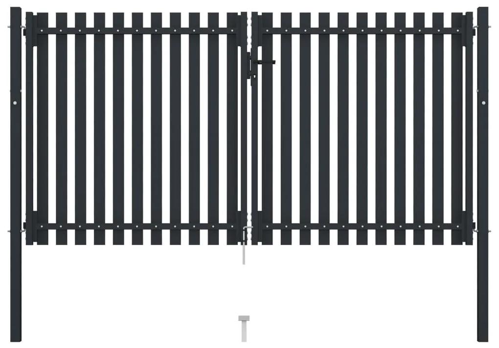 Portão de cerca com porta dupla 306x220 cm aço antracite