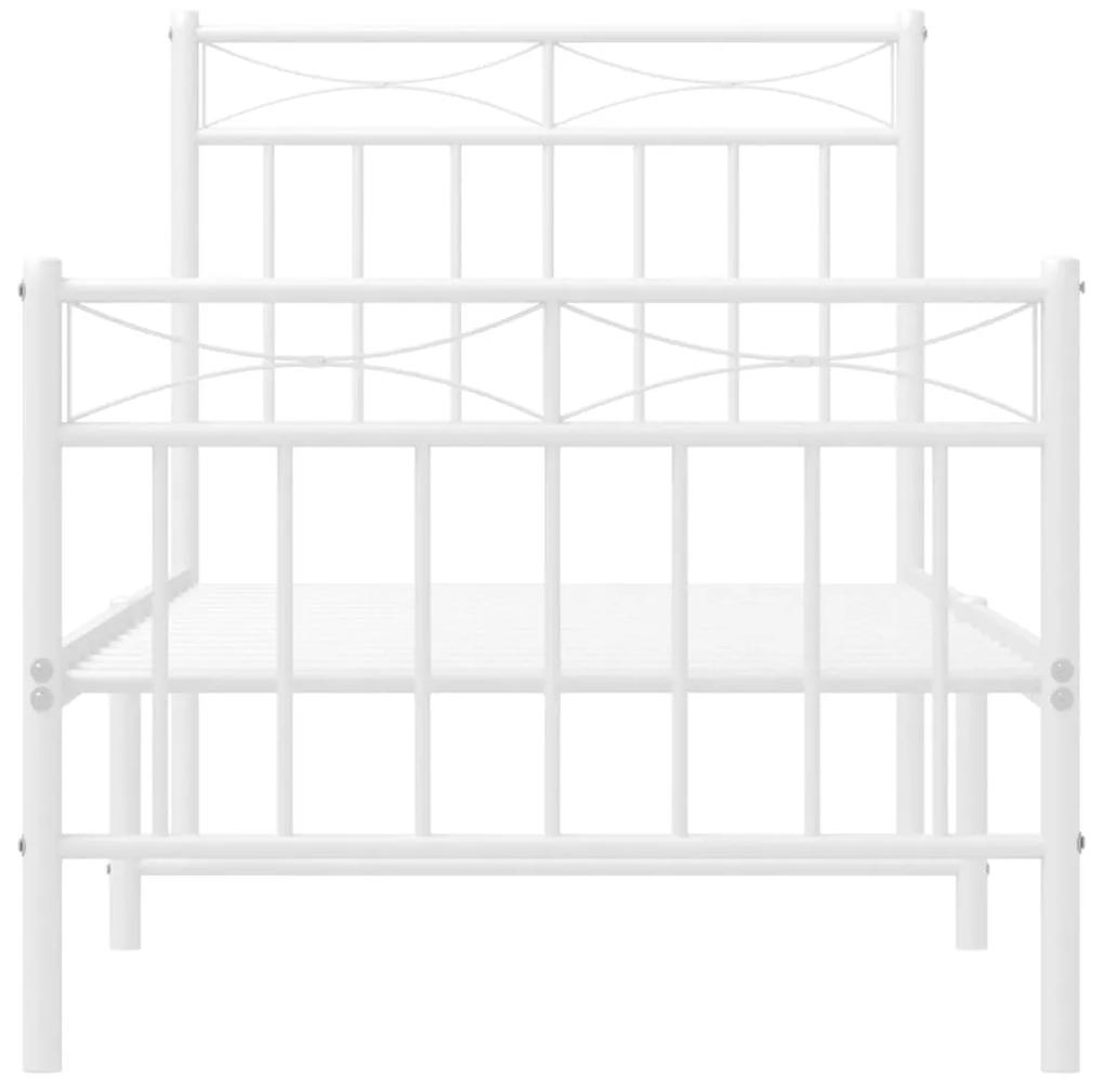 Estrutura de cama com cabeceira e pés 75x190 cm metal branco