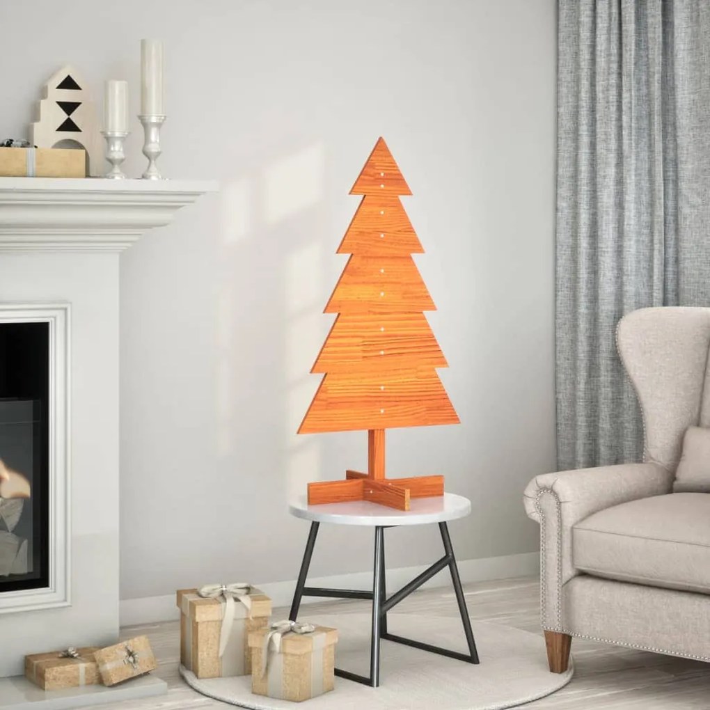 vidaXL Árvore de Natal decorativa 100 cm pinho maciço castanho-mel