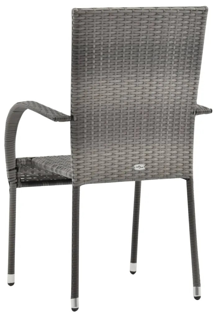 Cadeiras de exterior empilháveis 2 pcs vime PE cinzento