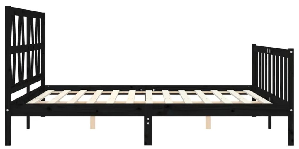 Estrutura de cama com cabeceira 200x200 cm madeira maciça preto