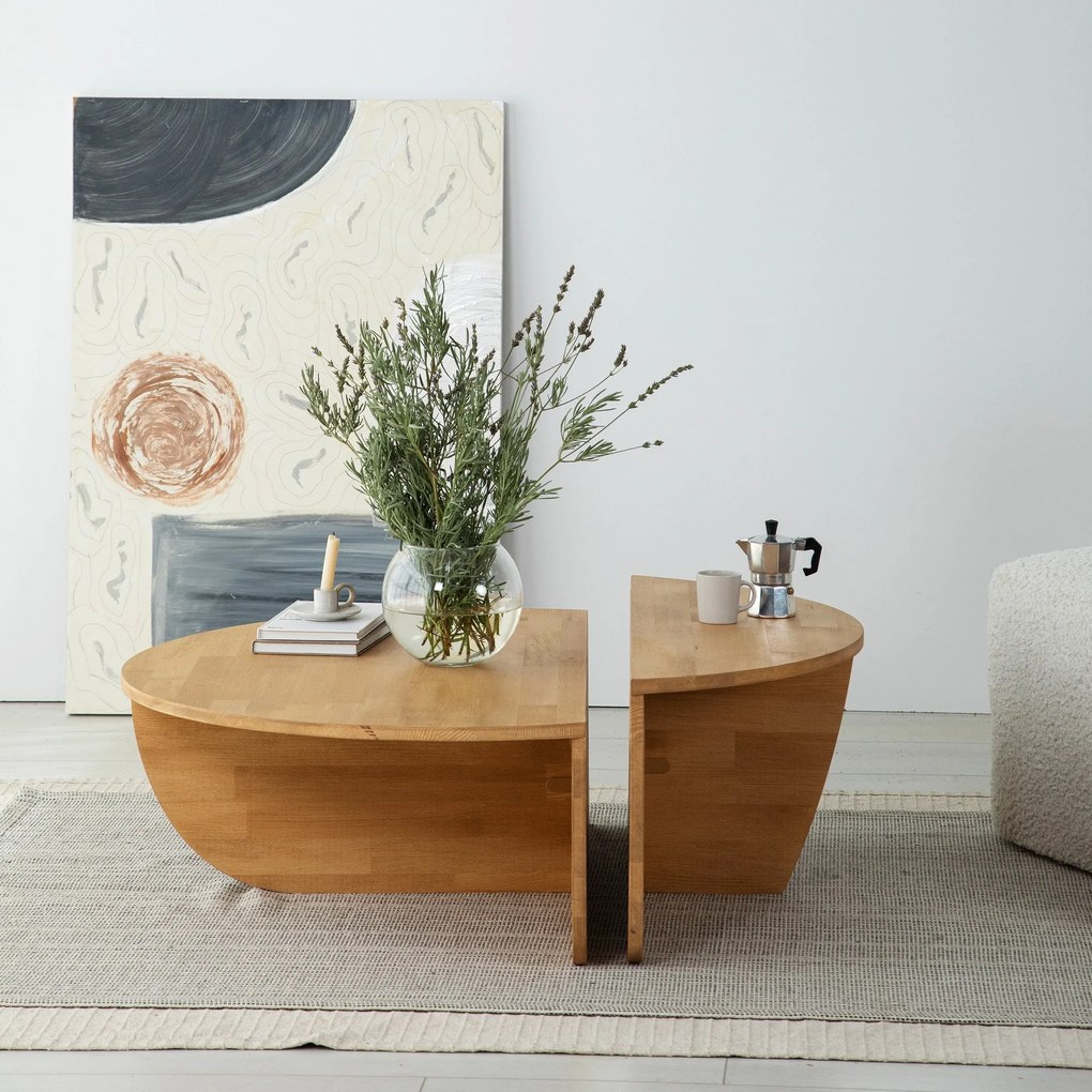 Conjunto de Mesas de Café Podium - Carvalho - 90x30x60cm & 85x30x35cm