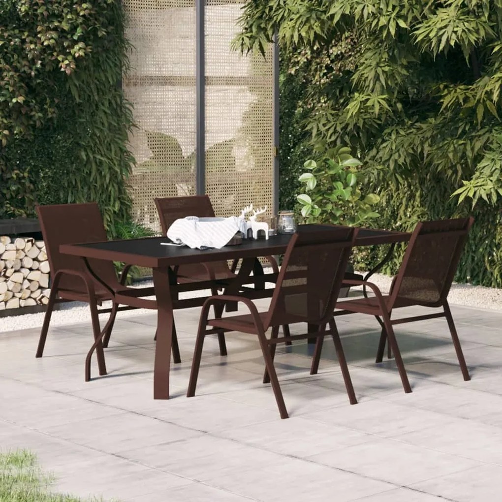 vidaXL 5 pcs conjunto de jantar para jardim castanho e preto