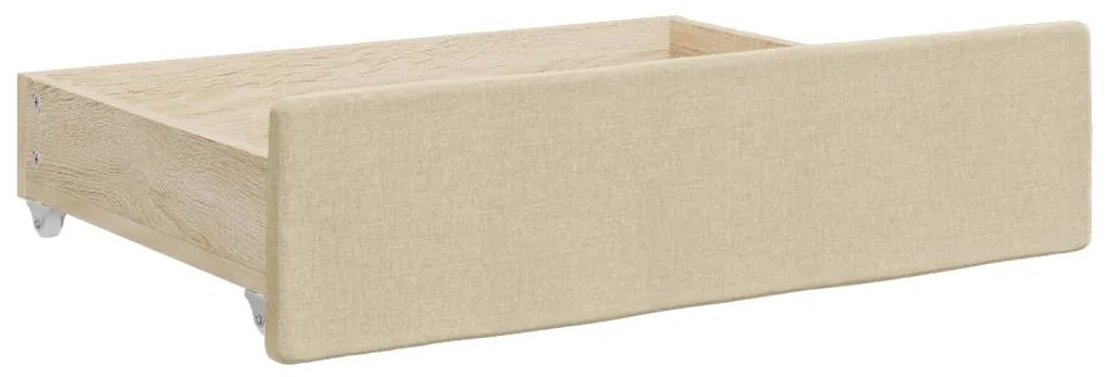 Sofá-cama com gavetão e gavetas 90x200 cm tecido cor creme