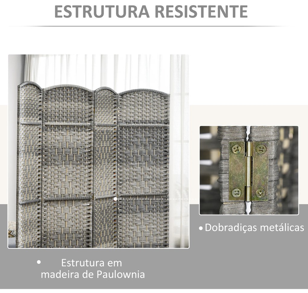 Biombo Dobrável de 3 Painéis Divisor de Ambientes 135x180 cm Ecrã de Privacidade de Polipropileno Cinza Misto