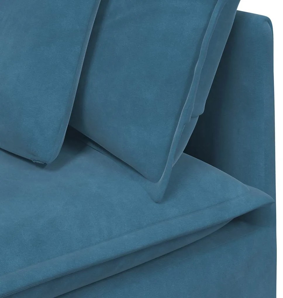 Sofá modular com almofadas veludo azul