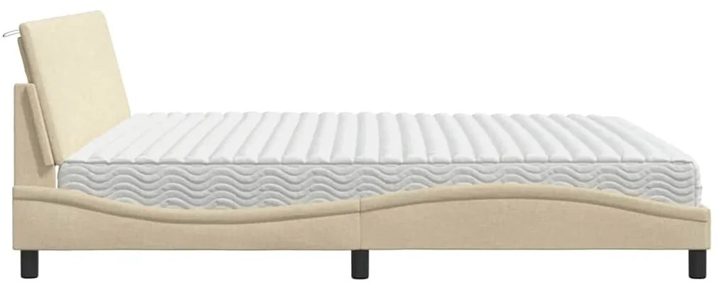 Cama com colchão 200x200 cm tecido cor creme