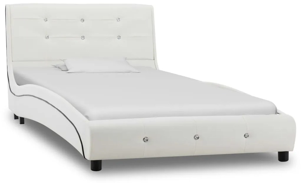 Cama + colchão espuma memória 90x200 cm couro artificial branco