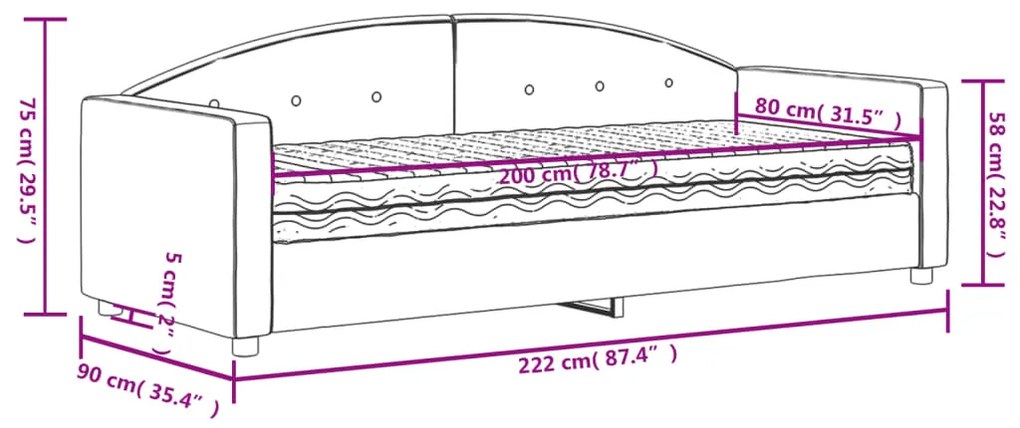 Sofá-cama com colchão 80x200 cm veludo verde-escuro