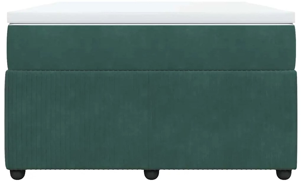 Cama boxspring com colchão 120x200 cm veludo verde-escuro
