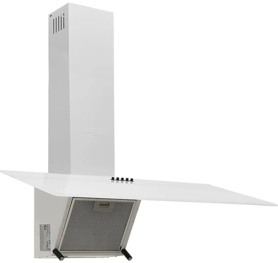 Exaustor de parede 90 cm aço e vidro temperado branco