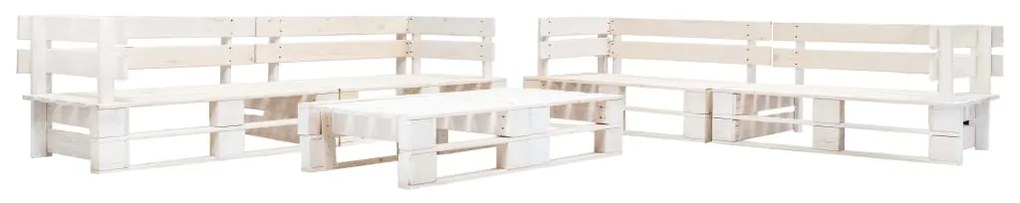 vidaXL Sofás de paletes para jardim 6 pcs madeira branco