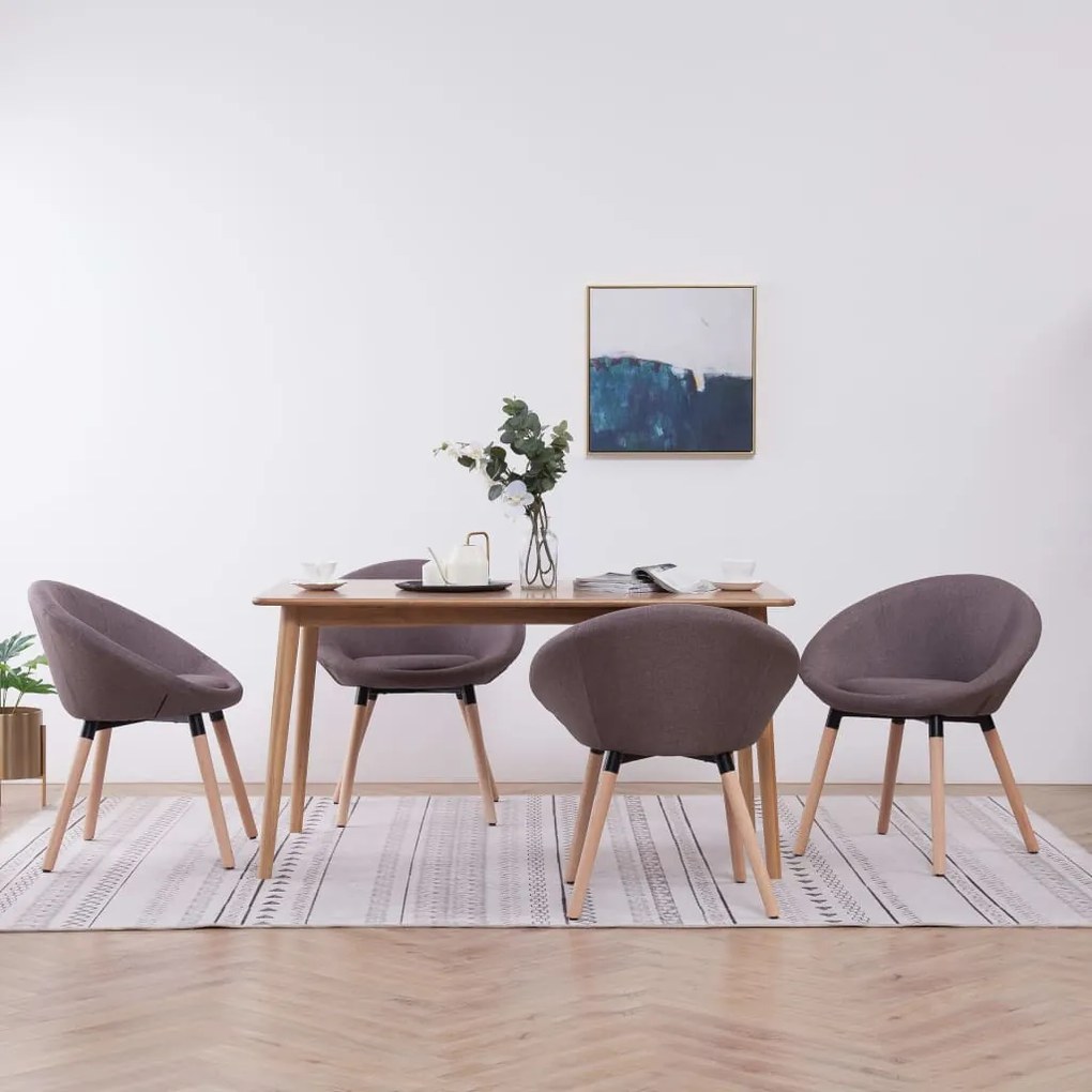 vidaXL Cadeiras de jantar 4 pcs tecido cinzento-acastanhado
