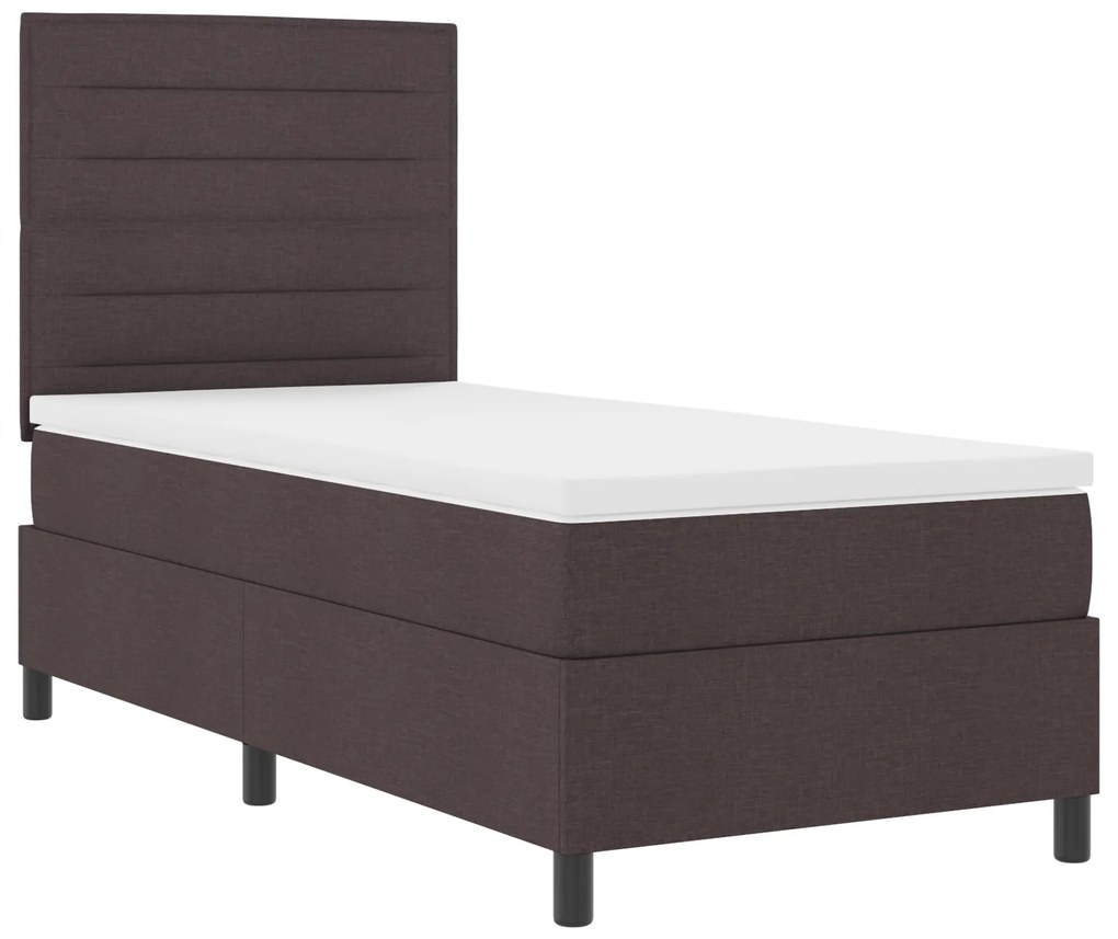 Cama Box com Colchão Castanho Escuro Solteiro Tecido