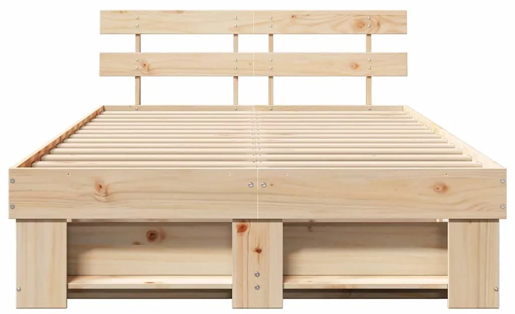 Estrutura da Cama com cabeceira Castanho 140 x 190 cm