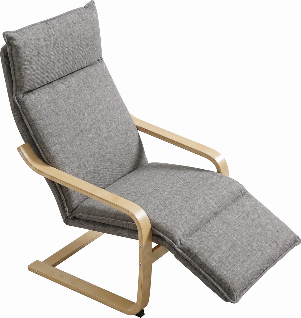 Poltrona de Sala com Apoio para os Pés, 90 x 67 x 105 cm, Balanço Suave, Cinzento