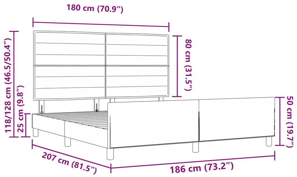 Cama vidaXL Cinza Escuro 180x200 cm Tecido