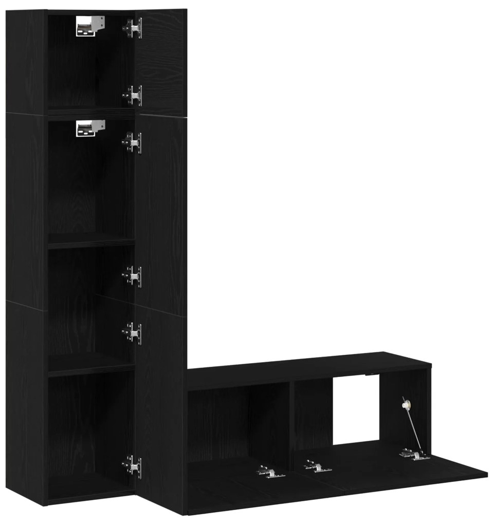 Conjunto de Gabinete de TV Montado na Parede com 3 Peças em Madeira de