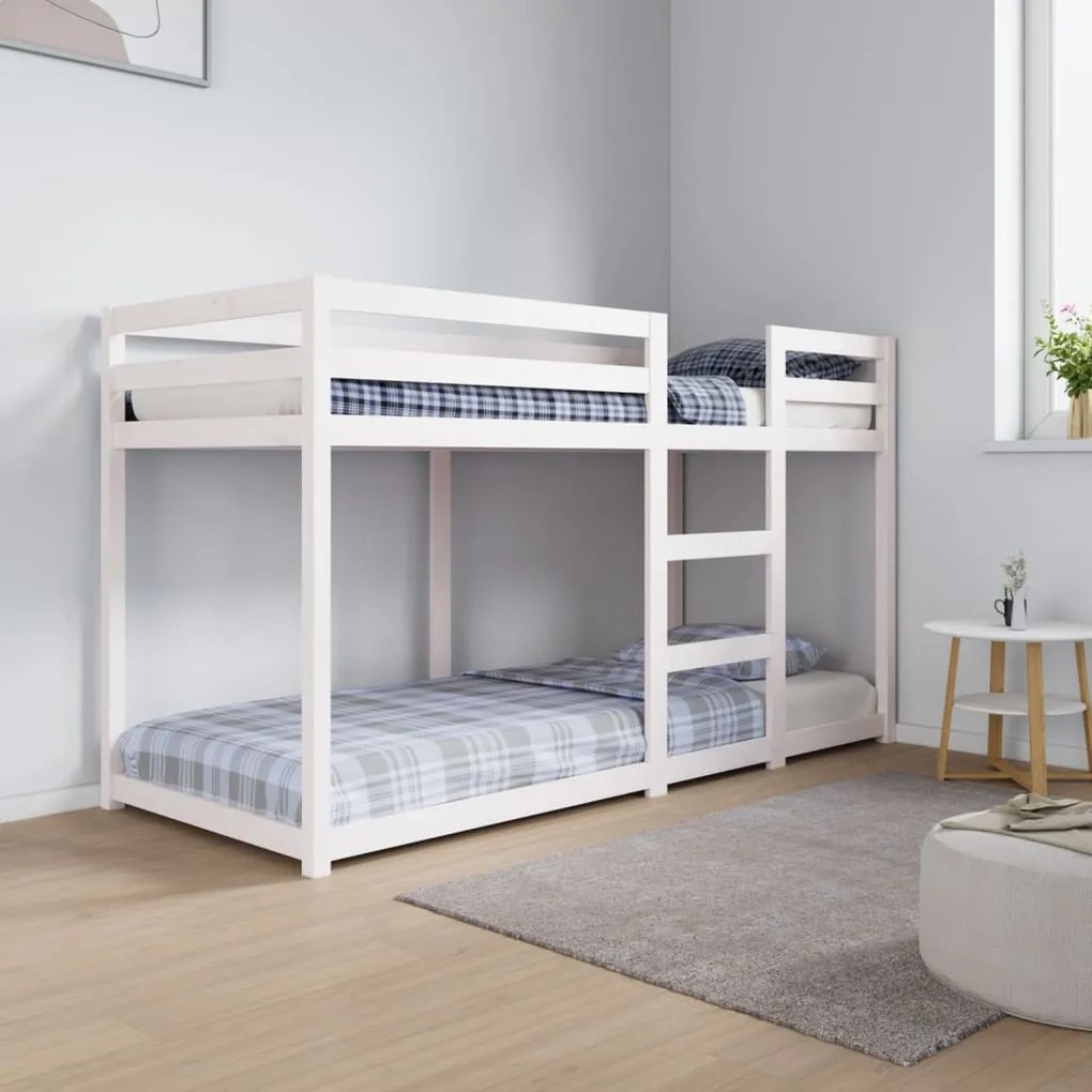 821660 vidaXL Beliche 75x190 cm madeira de pinho maciça branco
