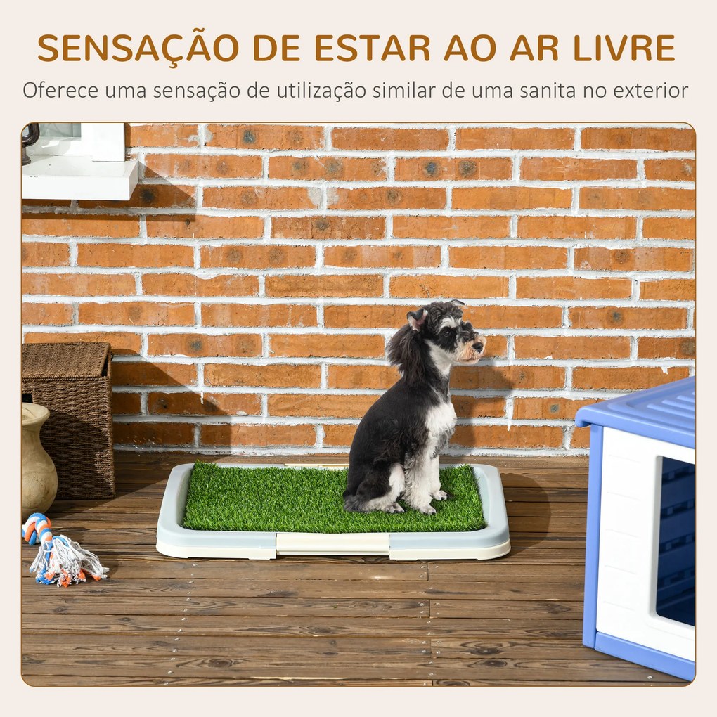 Sanita para Cães com Relva Artificial Grade e Bandeja Desmontável para Adestramento de Cães 63x48,5x6 cm Multicor