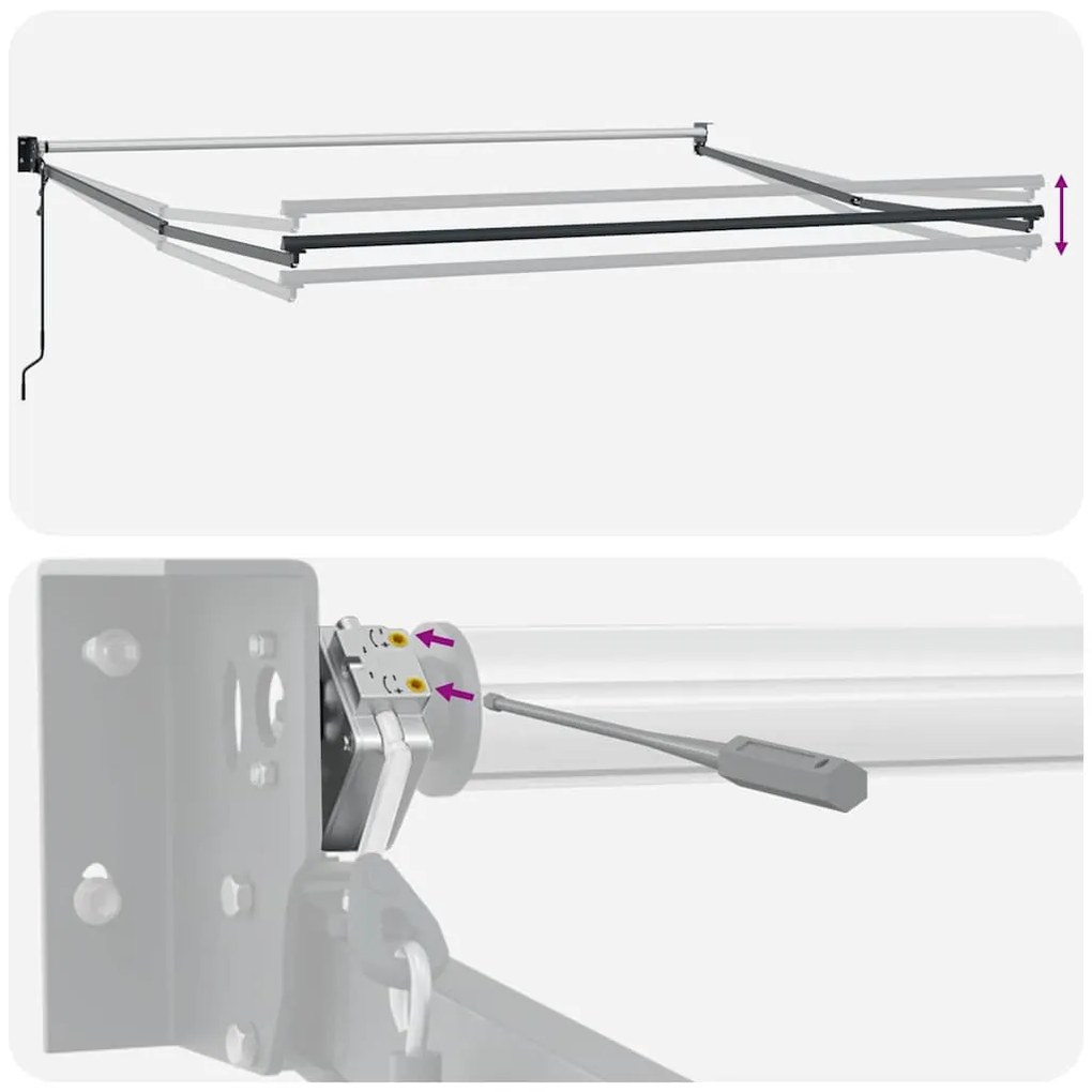 Toldo retrátil 4x3 m tecido e alumínio antracite e branco