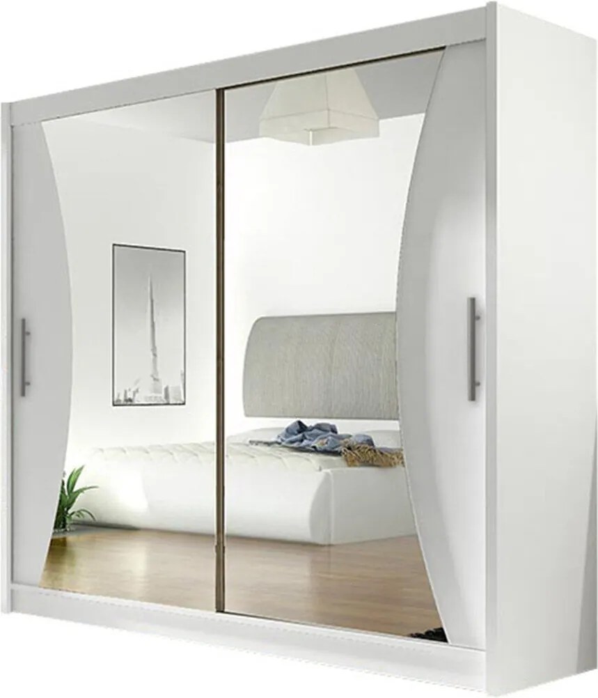 Roupeiro Closico Pallor V, Branco, 215x180x57cm, 148 kg, Portas para roupeiro: Deslizante, Número de prateleiras: 5, Número de prateleiras: 5
