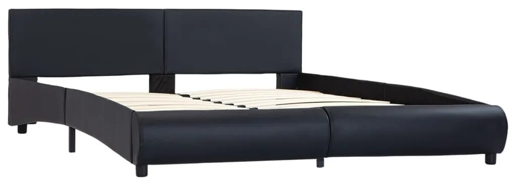 Estrutura de cama c/ LED 180x200 cm couro artificial preto