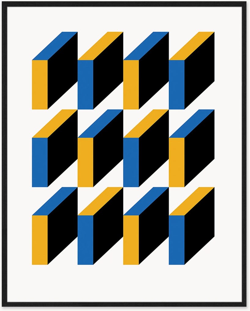 Impressão digital emoldurada Bauhaus Abstract Squares