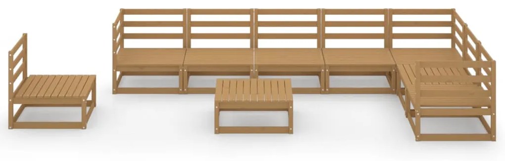 9 pcs conjunto lounge de jardim pinho sólido castanho mel