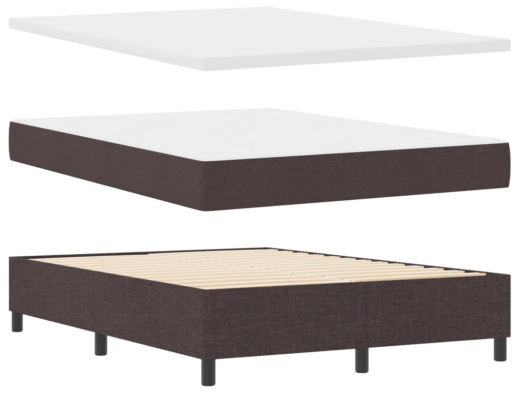Cama Box Spring com Colchão & Banco Castanho 140x200 cm Tecido