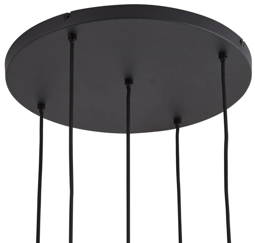 Candeeiro suspenso de design preto com vidro fumado 5-luzes - Ana Design