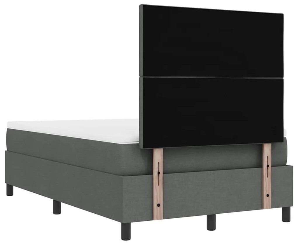 Cama Box Spring com Colchão e Banco Cinza Escuro 120x190 cm Tecido