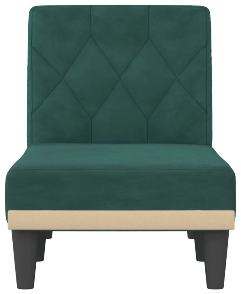 Chaise longue veludo verde-escuro