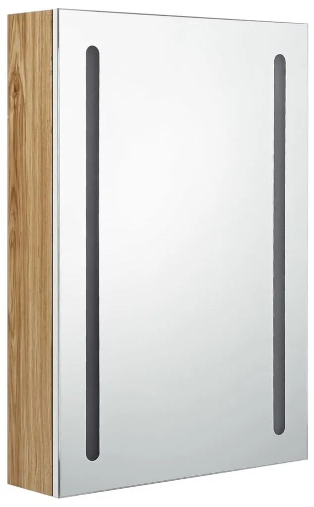 Armário espelhado casa de banho LED 50x13x70 cm branco/carvalho